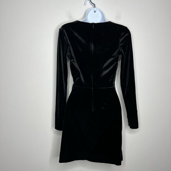 Zara Womens Short Velvet Dress Size XS Black Long Sleeve V Neck Party Velour - Picture 4 of 16